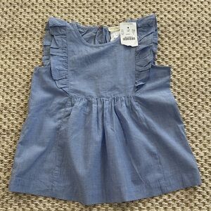 Creftcuts Blue Pinstripe Ruffle Tank Top